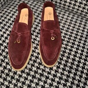 Loro Piana Rich Burgundy Suede Loafers